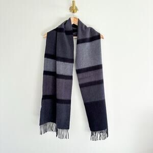 Nordstrom Cashmere Colorblock Fringe Hem Scarf Black/Gray OS